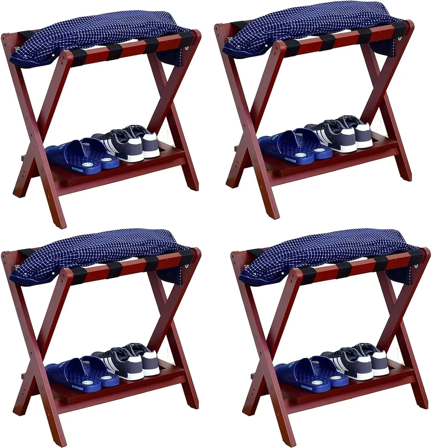 Luggage Rack for Guest Room - Suitcase Stand, Solid Wood Travel Bag Storage Rack, Hotel Home Luggage Rack/Shoe Rack, Foldable Hanger in Guest Room, Multi-Functional Portable Luggage Rack