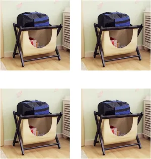 Luggage Rack - Suitcase Stand for Guest Room Folding, Foldable Suitcase Racks, Clothes Storage Bags, Black Solid Wood Travel Bag Organizer for Hotel Rooms, 63X45X50CM (Size : 4PCS)
