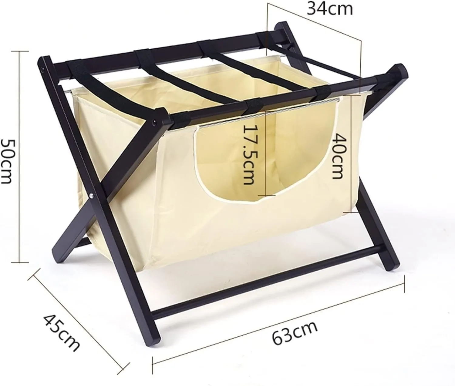 Luggage Rack - Suitcase Stand for Guest Room Folding, Foldable Suitcase Racks, Clothes Storage Bags, Black Solid Wood Travel Bag Organizer for Hotel Rooms, 63X45X50CM (Size : 4PCS)