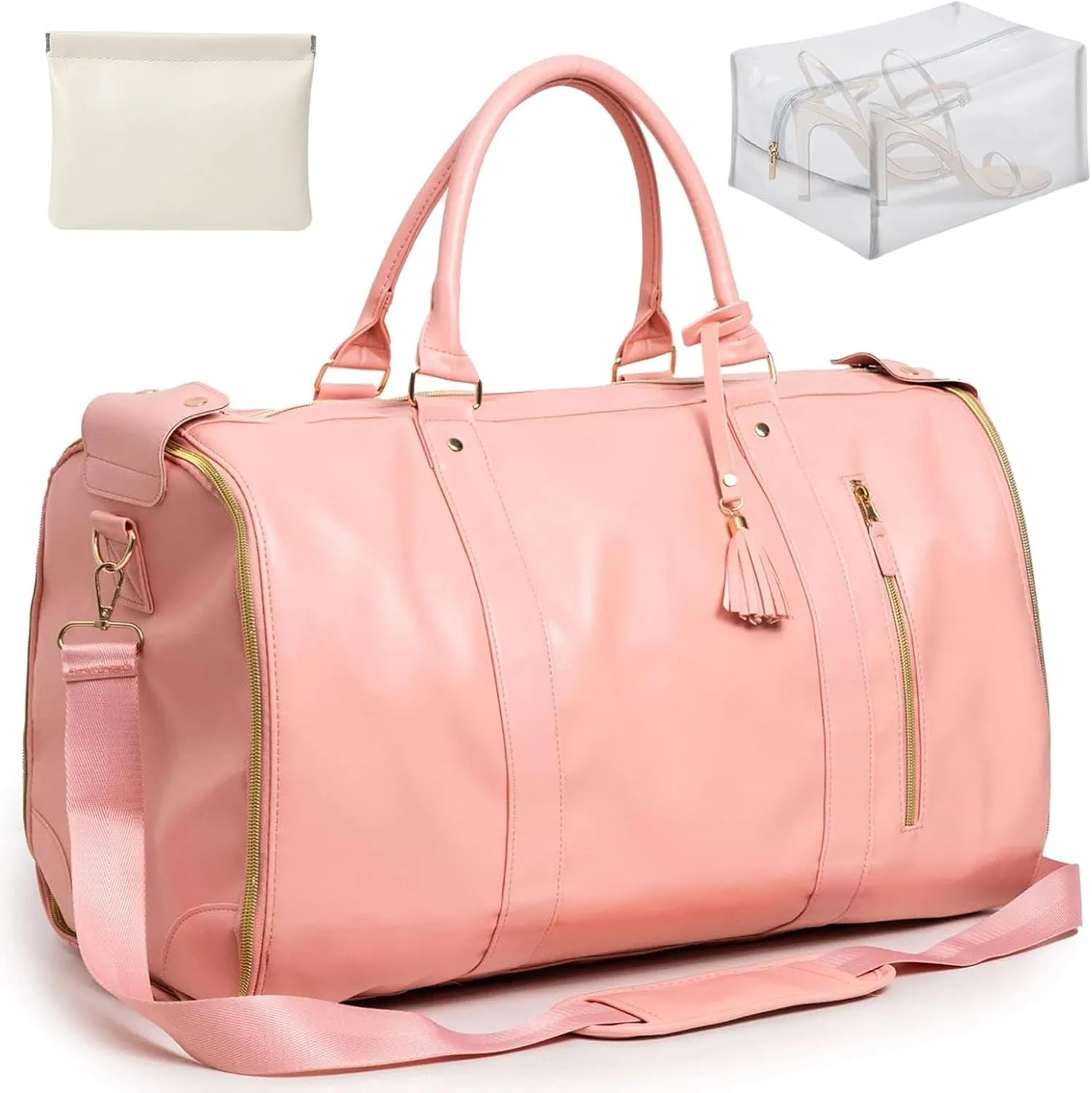 Luxe Mega Bag, Luxe Mega Travel Bag with Waterproof Shoe Bag, Foldable Garment Travel Bag Waterproof (Pink, Classic)
