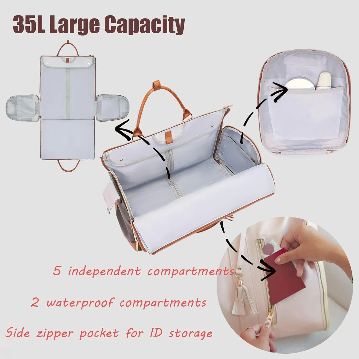 Luxe Mega Bag, Luxe Mega Travel Bag with Waterproof Shoe Bag, Foldable Garment Travel Bag Waterproof (Pink, Classic)