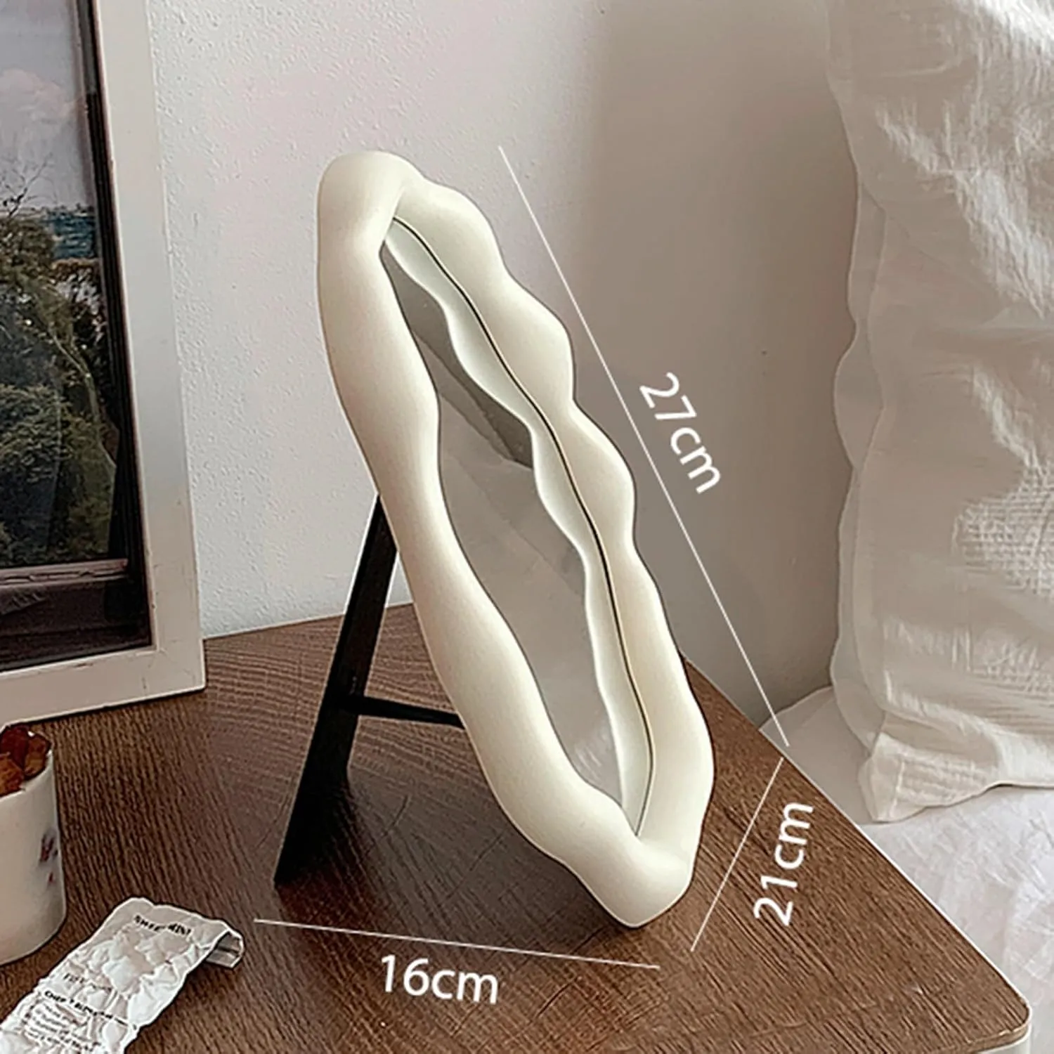 LXP Small Mirror, Home Makeup Mirror, Desktop Tabletop Can Stand On The Office Table(Pink)
