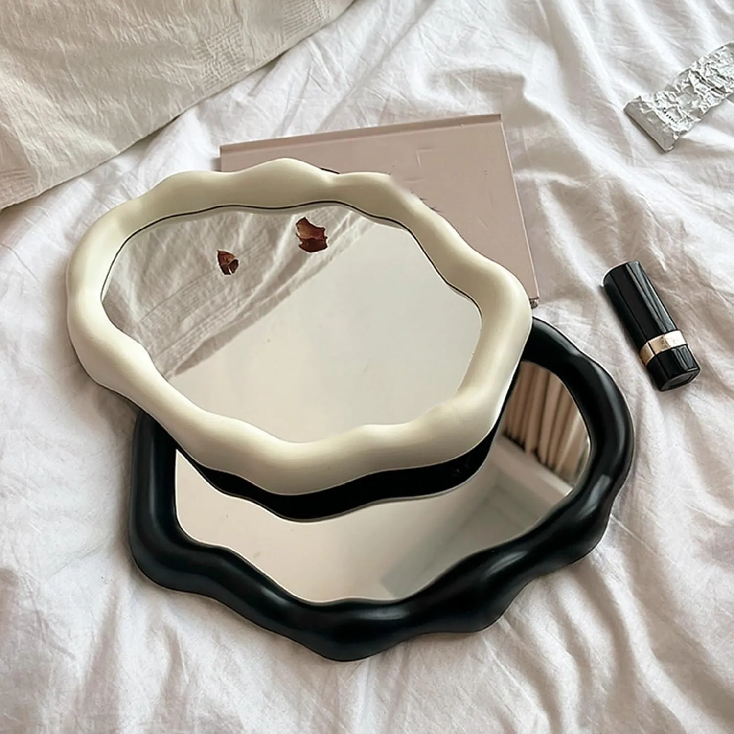 LXP Small Mirror, Home Makeup Mirror, Desktop Tabletop Can Stand On The Office Table(Pink)