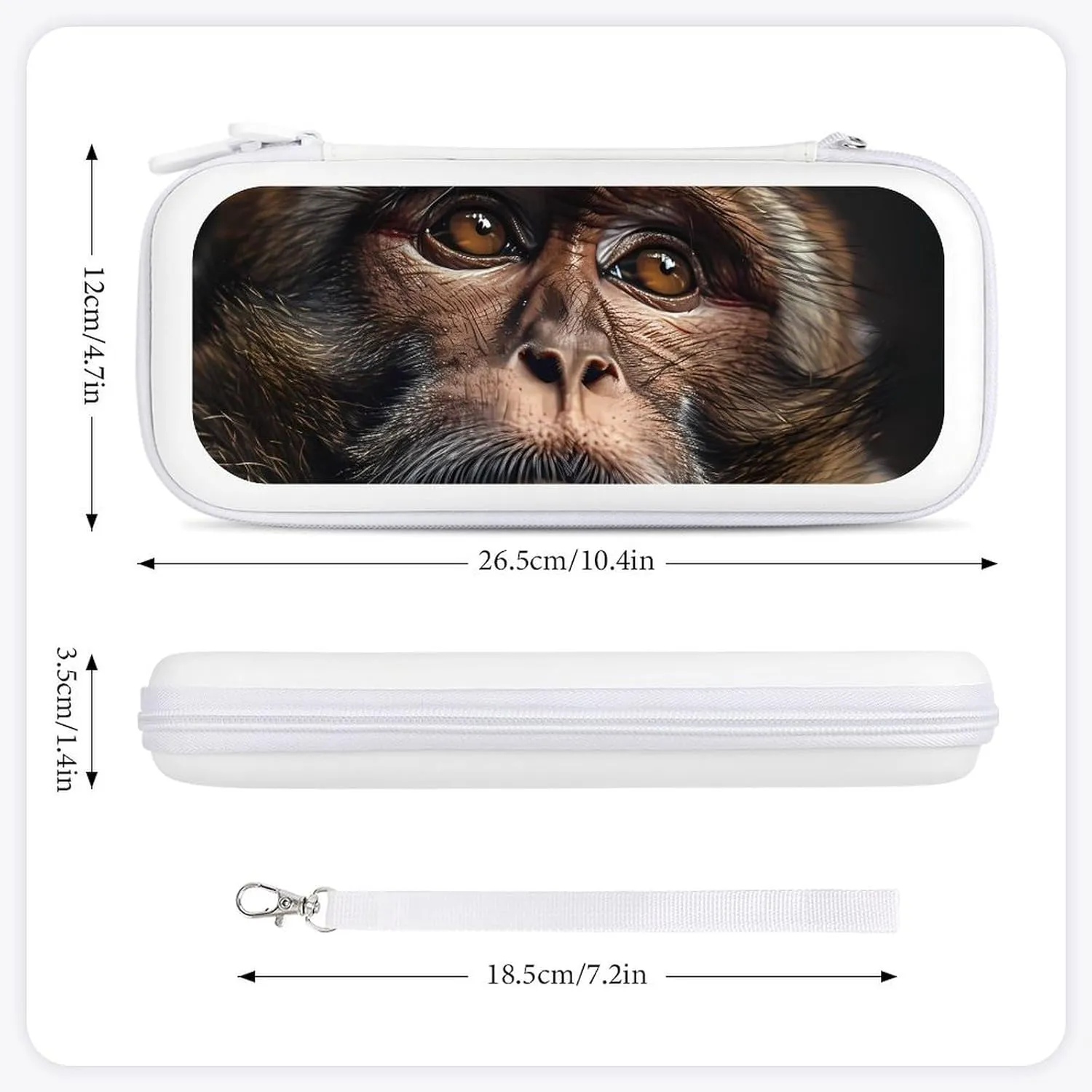 Macaque Monkeys Hard Shell Travel Case with Rope 15 Game Card Pockets Compatible with Switch Protective