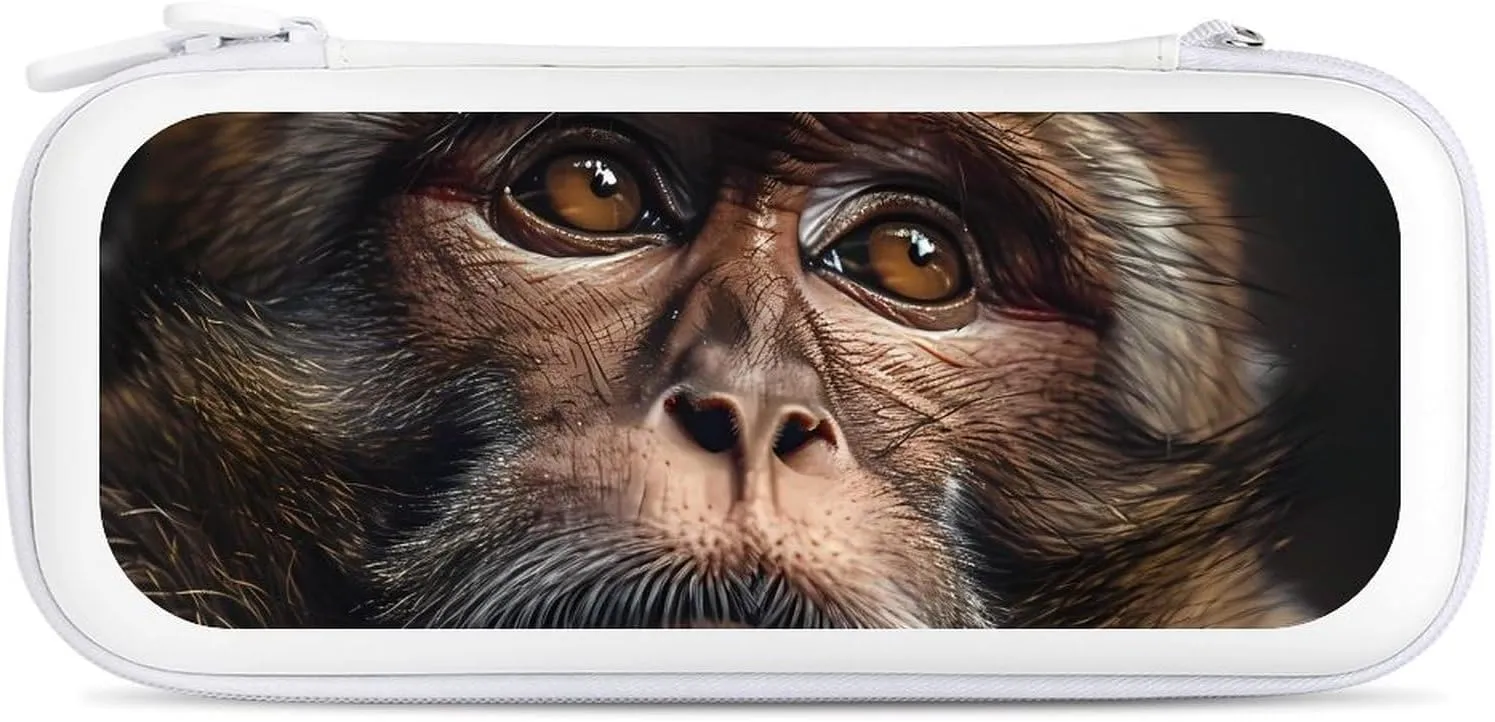 Macaque Monkeys Hard Shell Travel Case with Rope 15 Game Card Pockets Compatible with Switch Protective