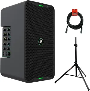 Mackie ShowBox All-in-One Battery-Powered 400W 8" Live Performance Rig with Breakaway Mix Control Bundle with Auray SS-4420 Steel Speaker Stand and XLR- XLR Cable