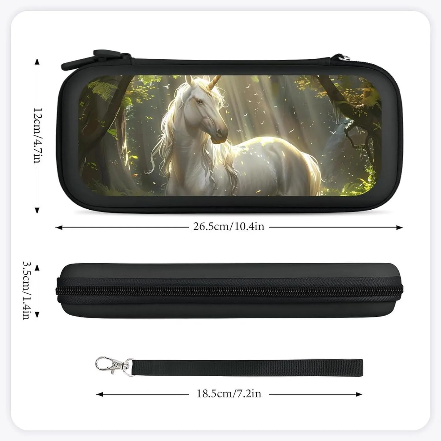 Magical Unicorrn in The Forests Creek Hard Shell Travel Case with Rope 15 Game Card Pockets Compatible with Switch Protective