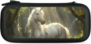 Magical Unicorrn in The Forests Creek Hard Shell Travel Case with Rope 15 Game Card Pockets Compatible with Switch Protective