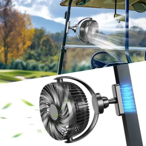Magnetic Golf Cart Fans Rechargeable,10000mAH Battery Operated Portable Fan with 3 Speeds,30H Working Time,LED Lantern,360° Rotatable Head, Fits EZGO/Club Car/Yamaha Golf Cart