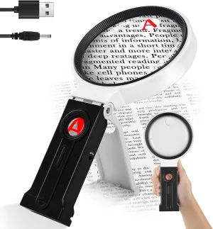 Magnifying Glass with Lights, 40X 30X 10X Handheld Folding Magnifier with Light and Stand, 3 Color Modes Magnifying Glass for Reading Small Prints, Seniors