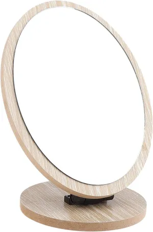 Make up Mirror Tabletop Standing Mirror, Cosmetic Table Desktop Mirror with Wood Frame and Base, Round Decorative Countertop Mirror Mirror