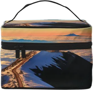 Makeup Bag for Women Cosmetic Bag Travel Toiletry Bag Mauna Kea Summit Sunset Make Up Organizer with Handle