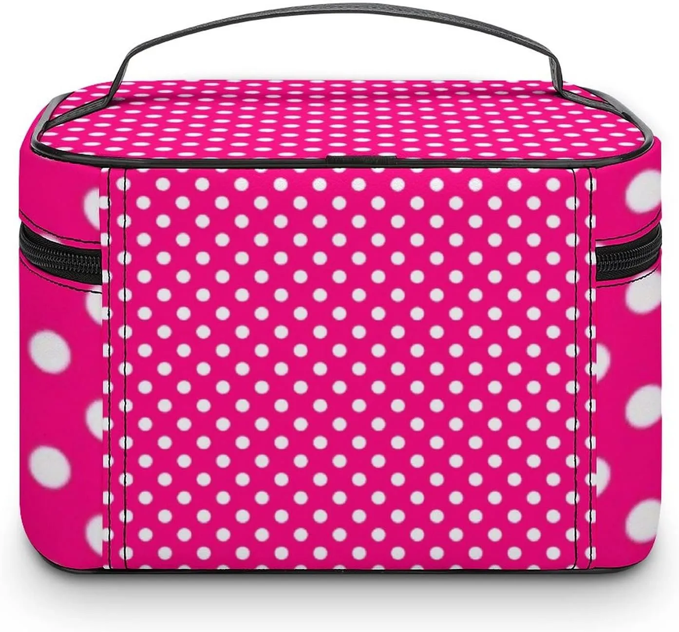 Makeup Bag, Polka Dots In Bright Pink Travel Cosmetic Bag Makeup Organizer Case Large Capacity Portable Zipper Toiletry Bag Travel Organizer Accessories