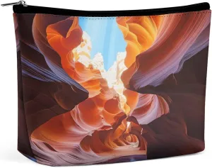 Makeup Bags Large Capacity Cosmetic Bags for Women Antelope Canyon Open Flat Toiletry Bag Waterproof Makeup Pouch Portable Cosmetic Organizer Makeups Train for Travel Gift