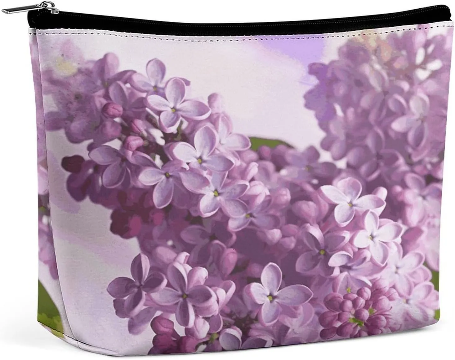 Makeup Bags Large Capacity Cosmetic Bags for Women Lilac Flowers Open Flat Toiletry Bag Waterproof Makeup Pouch Portable Cosmetic Organizer Makeups Train for Travel Gift