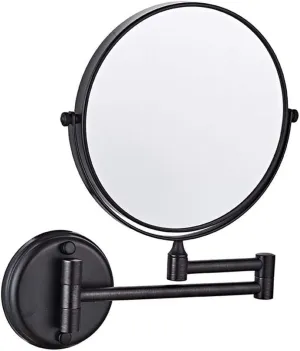 Makeup Mirror 8-inch Two-Sided Swivel Wall Mounted Mirror, Extending Folding Bathroom Shaving Cosmetic Make Up Mirror- 3X/1X Magnification with Drilling or Without Drilling Black