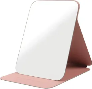 Makeup Mirror Desktop Foldable Makeup Mirror Home Portable Simple Large Desktop Makeup Mirror High-Definition Makeup Mirror Beauty Mirror(Pink,Small)