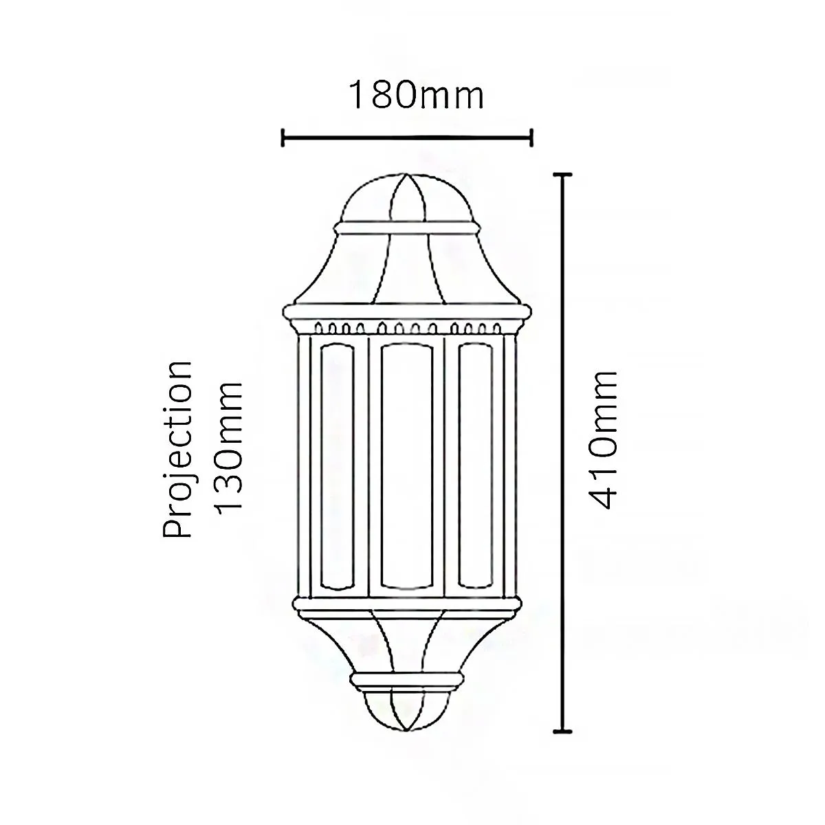 Malaga 1 Light Wall Lantern - Black  | Black