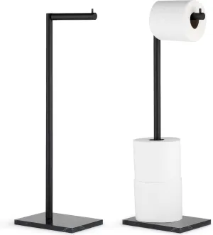 MARMOLUX ACC Free Standing Matte Black Toilet Paper Holder Stand Black Marble Base and Storage - 4 Jumbo Roll Bathroom Hardware Toilet Paper Stand - Stainless Steel Standing Toilet Paper Holder