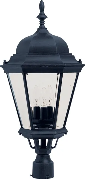 Maxim 1007BK I Westlake Collection 28 Inch Three-Light Dimmable and LED Compatible Outdoor Pole/Post Lantern - Black Finish I 120 Watts I Modern Contemporary Light Fixture I