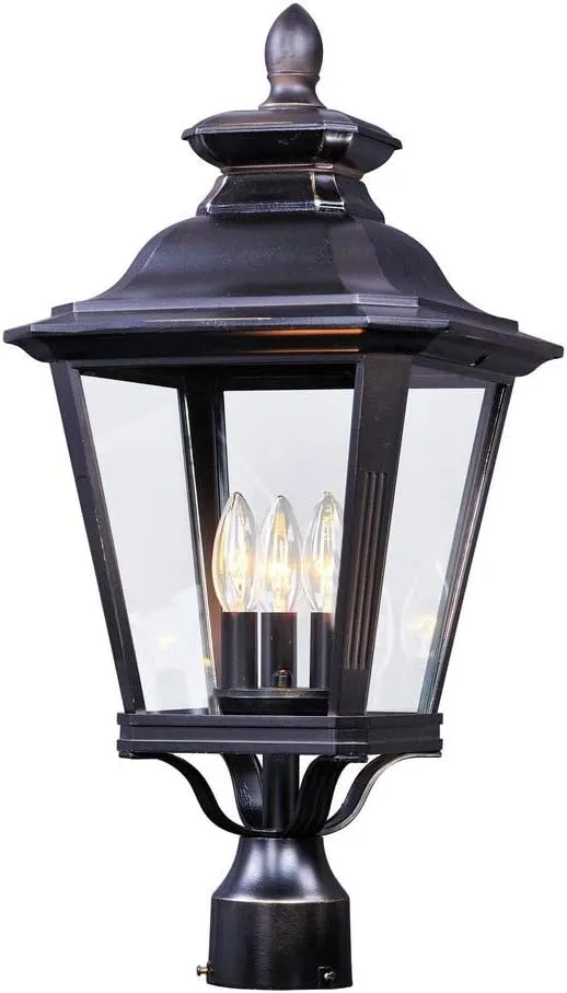 Maxim Knoxville-Three Light Outdoor Post Lantern in Early American style-11 Inches Wide by 23.5 inches high
