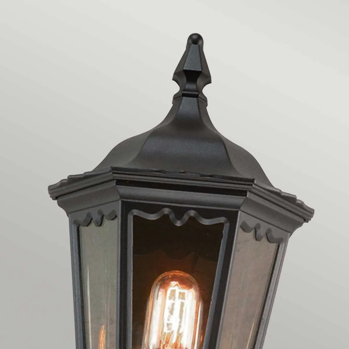 Medstead 1 Light Half Lantern with PIR | Black
