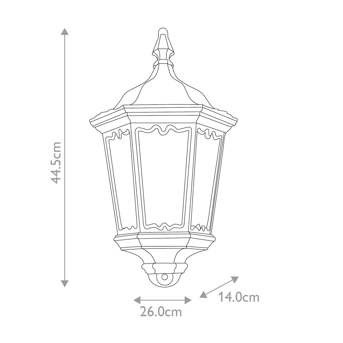 Medstead 1 Light Half Lantern with PIR | Black