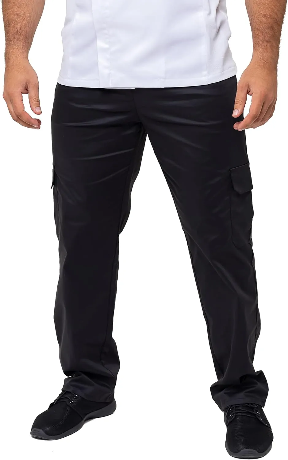 Men's Chef Pants, Big and Tall Chef Pants for Men, Black Cargo Kitchen Work Wear, Set with Storage Bag