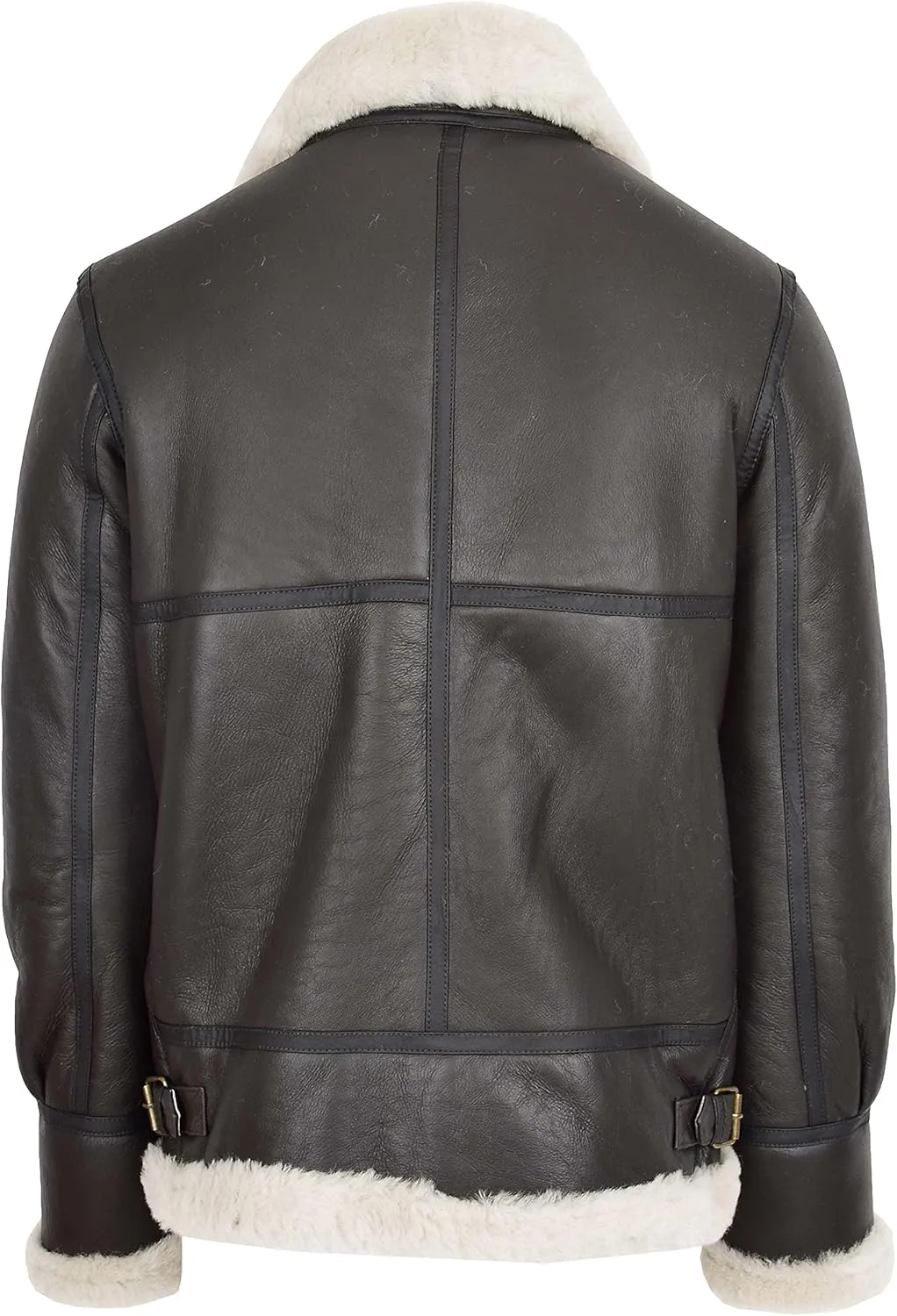 Mens Flying Leather Jacket Brown Real Sheepskin B3 Bomber Aviator Cream Shearling Coat Colter