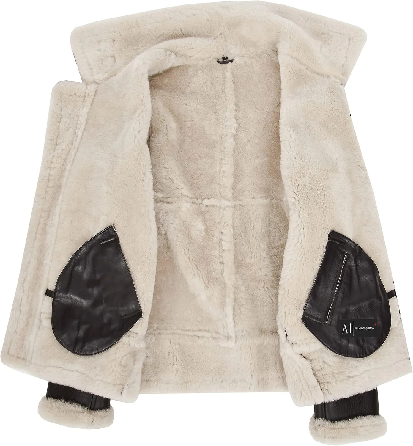 Mens Flying Leather Jacket Brown Real Sheepskin B3 Bomber Aviator Cream Shearling Coat Colter