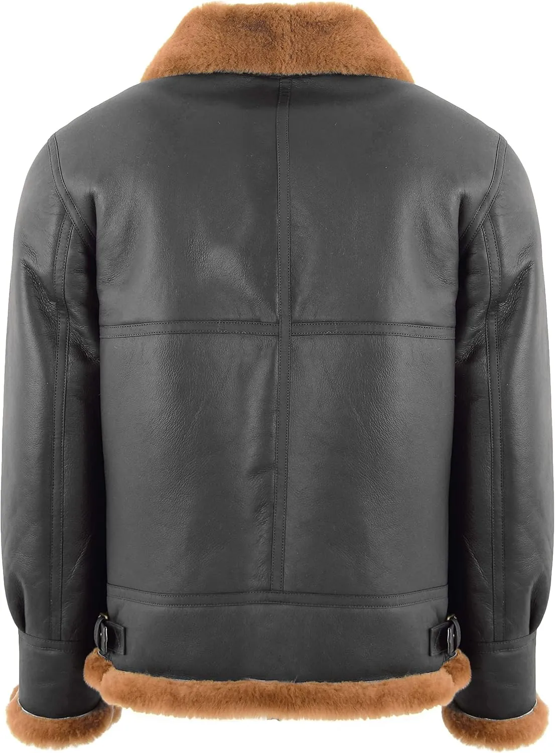 Mens Flying Leather Jacket Brown Real Sheepskin B3 Bomber Aviator Ginger Shearling Coat Colter