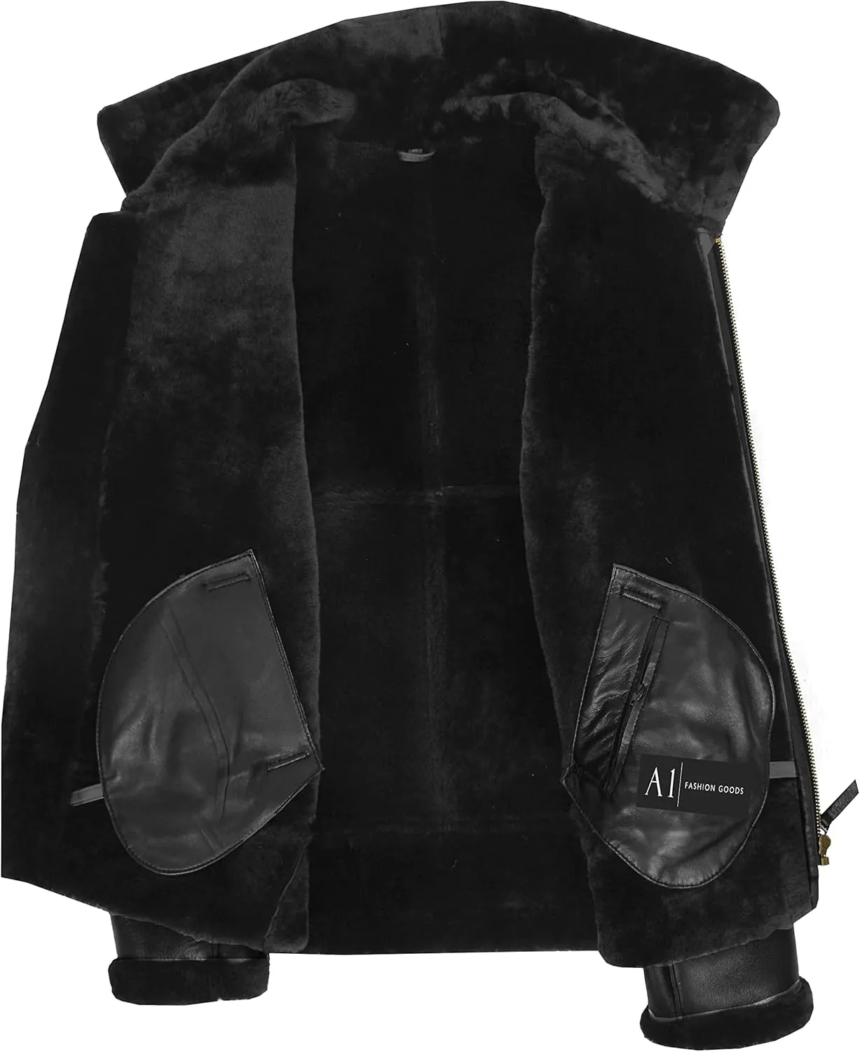 Mens Flying Leather Jacket Real Sheepskin B3 Bomber Aviator Black Shearling Coat Colter