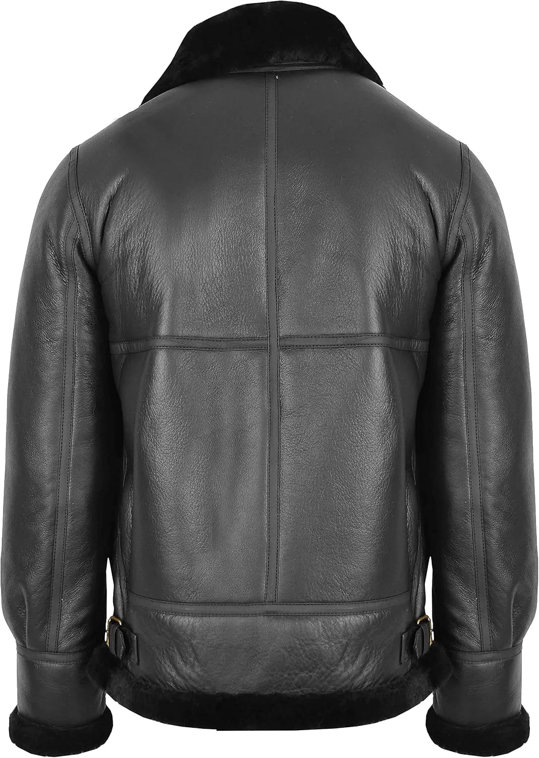 Mens Flying Leather Jacket Real Sheepskin B3 Bomber Aviator Black Shearling Coat Colter