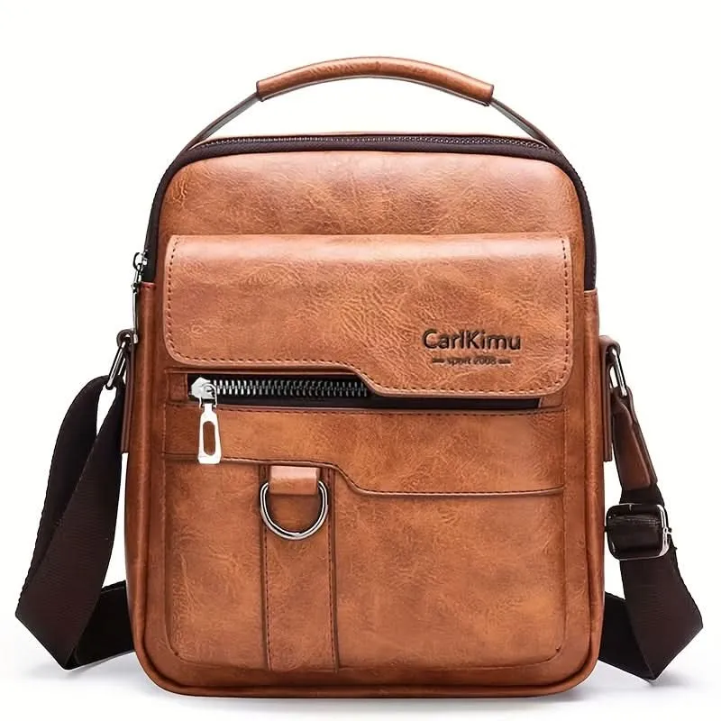 Men's PU Leather Shoulder Bag – Lightweight Business Satchel with Tassel