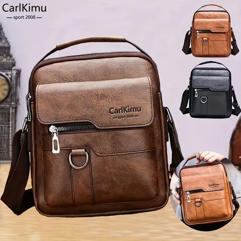 Men's PU Leather Shoulder Bag – Lightweight Business Satchel with Tassel