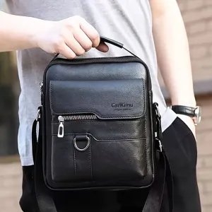 Men's PU Leather Shoulder Bag – Lightweight Business Satchel with Tassel