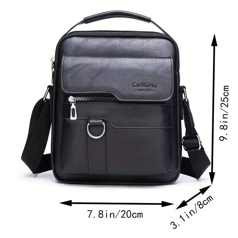 Men's PU Leather Shoulder Bag – Lightweight Business Satchel with Tassel