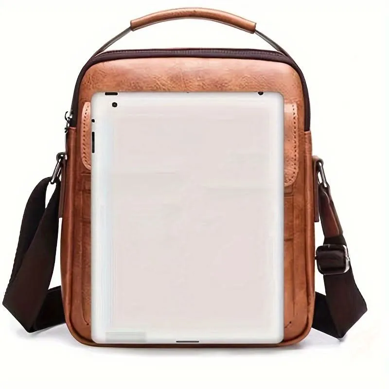 Men's PU Leather Shoulder Bag – Lightweight Business Satchel with Tassel