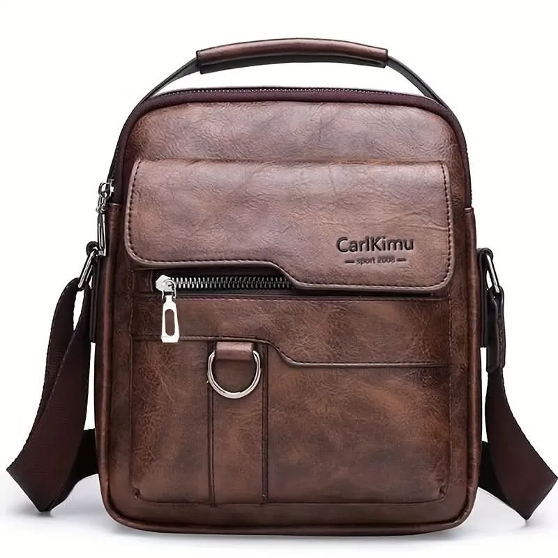 Men's PU Leather Shoulder Bag – Lightweight Business Satchel with Tassel