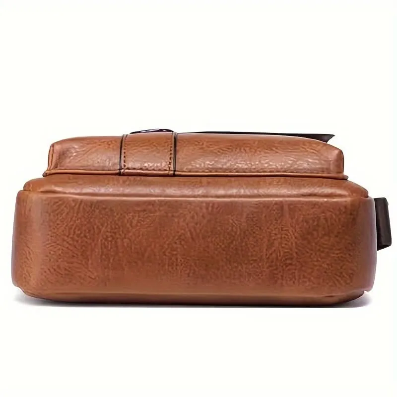 Men's PU Leather Shoulder Bag – Lightweight Business Satchel with Tassel