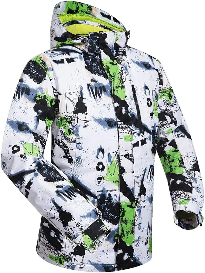 Mens Ski Jacket and Pants Set Ski Suit Winter Waterproof Windproof Hooded Snow Coat 2 Pieces Snowboarding Snowsuits