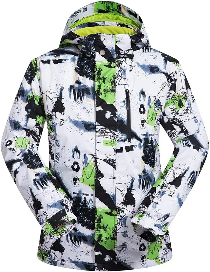 Mens Ski Jacket and Pants Set Ski Suit Winter Waterproof Windproof Hooded Snow Coat 2 Pieces Snowboarding Snowsuits