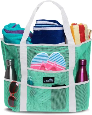 Mesh Sand Free Bag - Strong Lightweight Bag For Beach & Vacation Essentials. Tons of Storage!