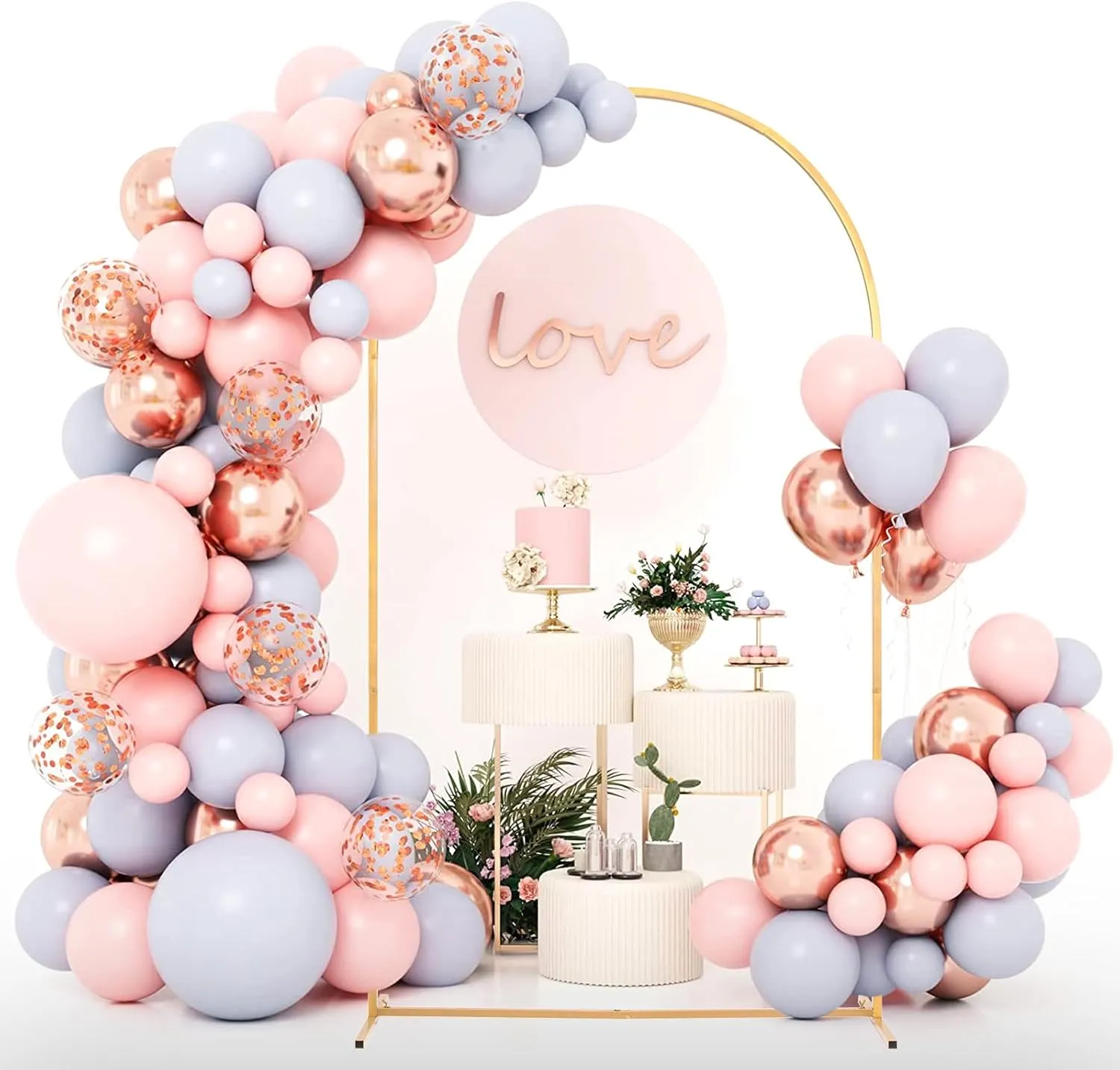 Metal Arch Backdrop Stand and Cover Set, 7.2FT, 6FT Party Backdrop, Easy to Assemble, Backdrop Stand for Parties, Birthday, Baby Shower