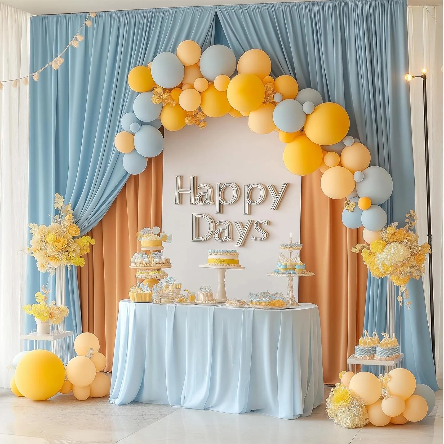 Metal Arch Backdrop Stand and Cover Set, 7.2FT, 6FT Party Backdrop, Easy to Assemble, Backdrop Stand for Parties, Birthday, Baby Shower