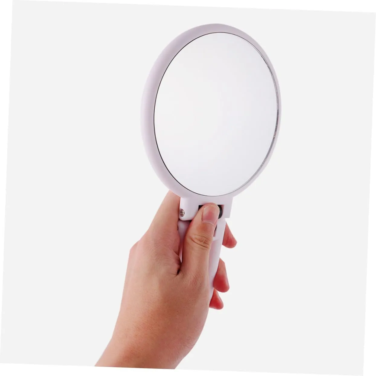 Mikinona Double-sided 5X Magnifying Makeup Mirror Dresser Mirror Foldable Cosmetic Mirror Foldable Beauty Mirror Desktop Mirror Mini Mirror Compact White Girl Delicate Abs Handle Mirror