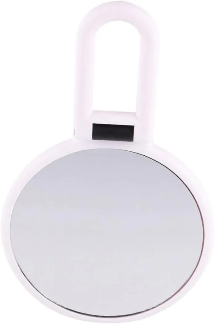 Mikinona Double-sided 5X Magnifying Makeup Mirror Dresser Mirror Foldable Cosmetic Mirror Foldable Beauty Mirror Desktop Mirror Mini Mirror Compact White Girl Delicate Abs Handle Mirror