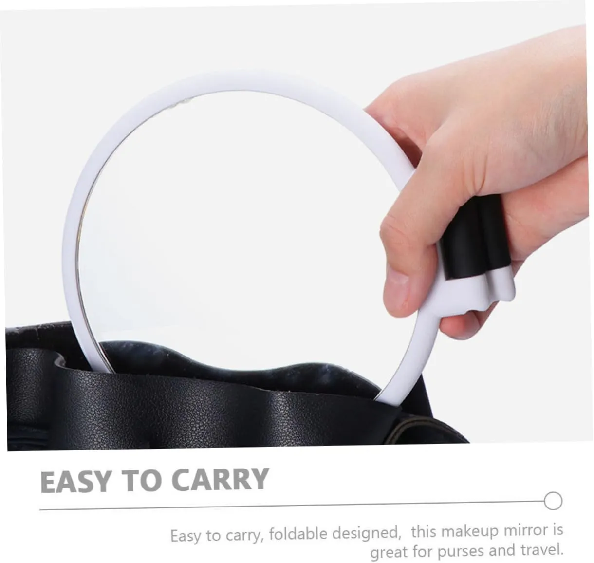 Mikinona Double-sided 5X Magnifying Makeup Mirror Dresser Mirror Foldable Cosmetic Mirror Foldable Beauty Mirror Desktop Mirror Mini Mirror Compact White Girl Delicate Abs Handle Mirror