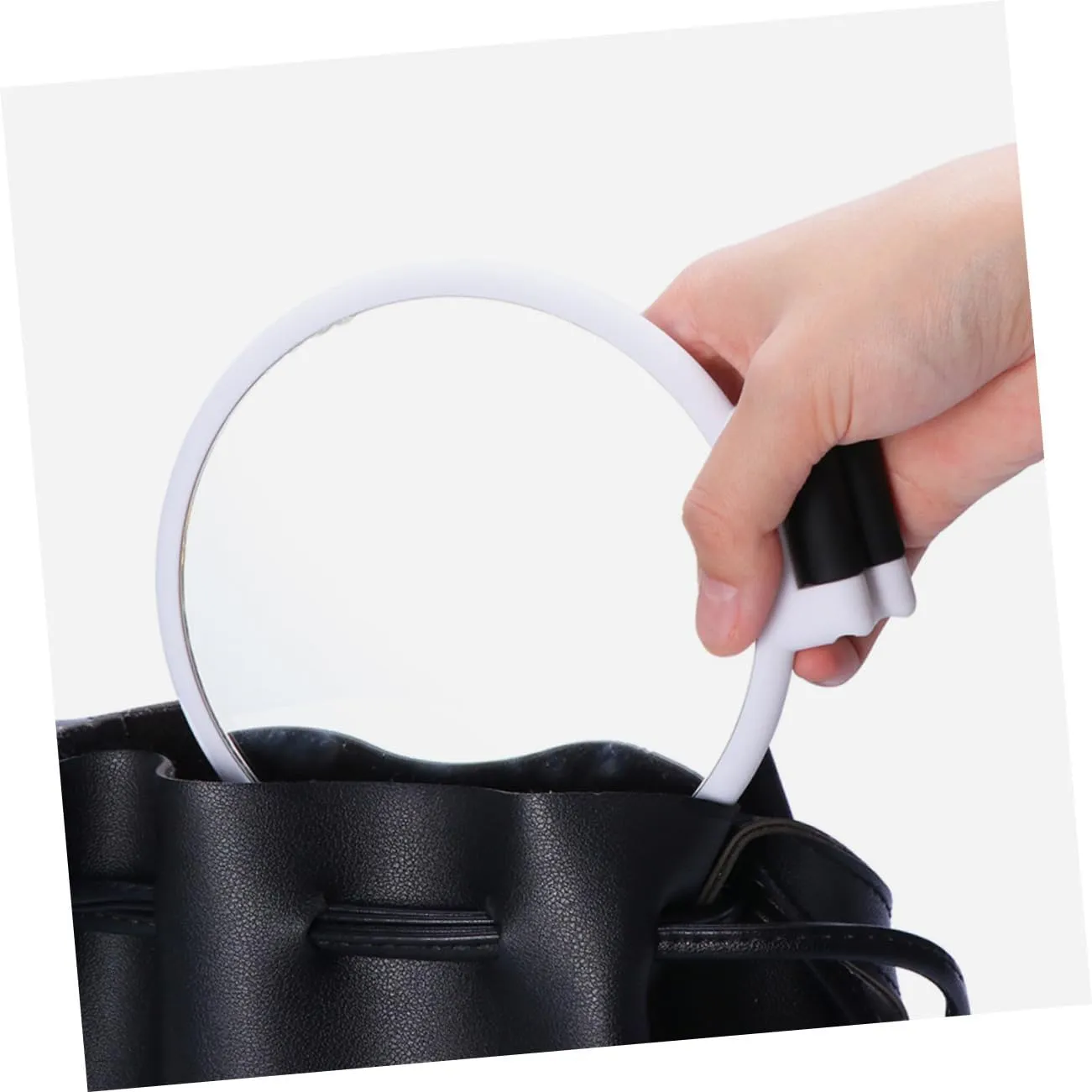 Mikinona Double-sided 5X Magnifying Makeup Mirror Dresser Mirror Foldable Cosmetic Mirror Foldable Beauty Mirror Desktop Mirror Mini Mirror Compact White Girl Delicate Abs Handle Mirror