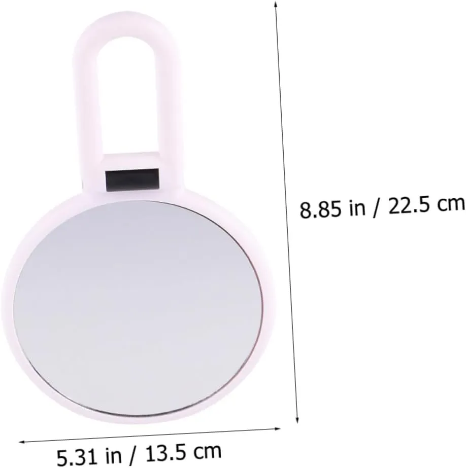 Mikinona Double-sided 5X Magnifying Makeup Mirror Dresser Mirror Foldable Cosmetic Mirror Foldable Beauty Mirror Desktop Mirror Mini Mirror Compact White Girl Delicate Abs Handle Mirror